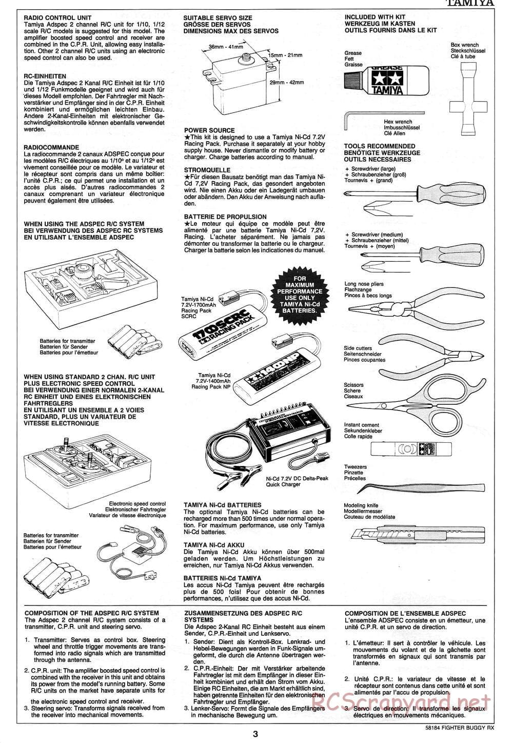 Tamiya - Fighter Buggy RX Chassis - Manual - Page 3