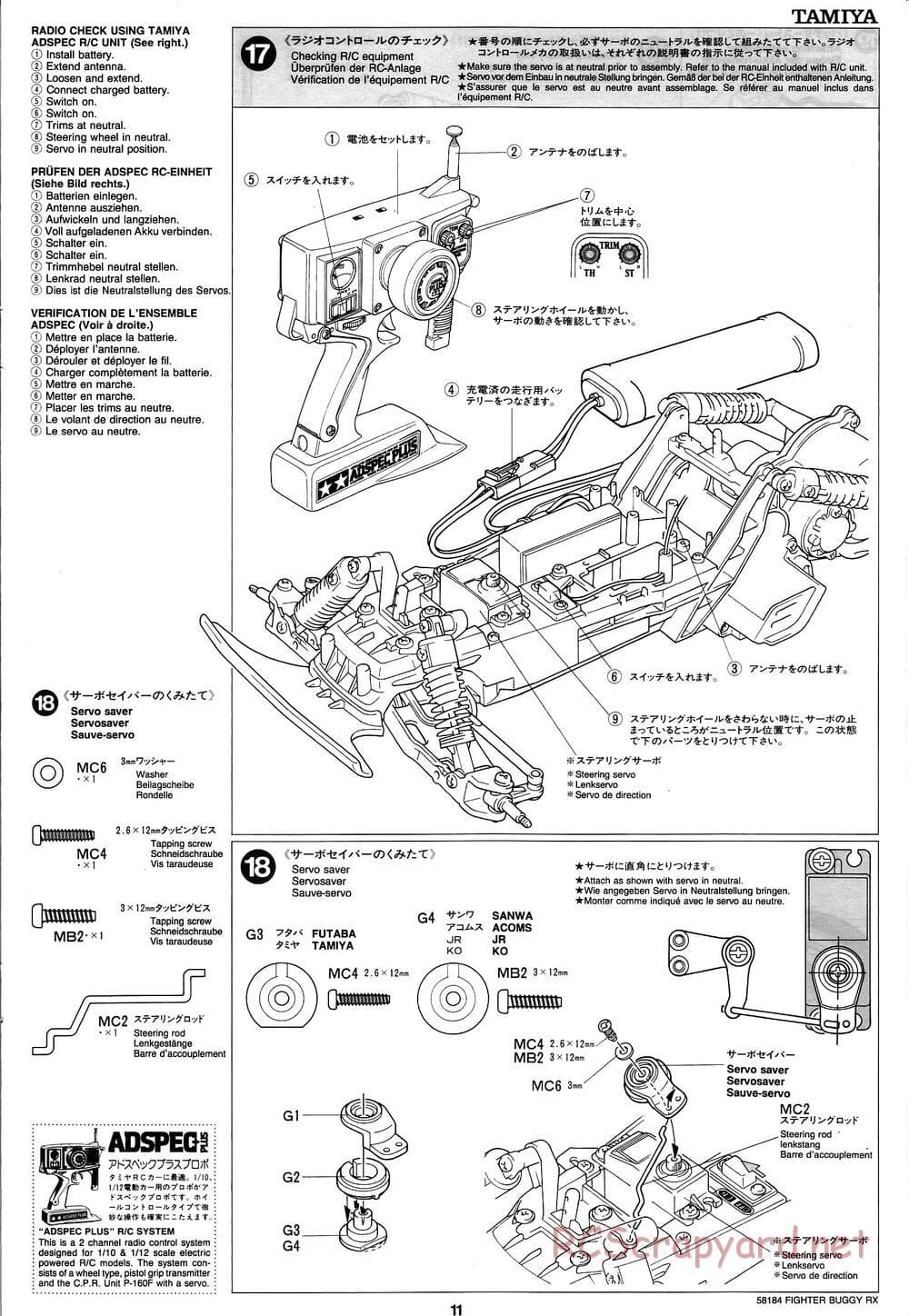 Tamiya - Fighter Buggy RX Chassis - Manual - Page 11