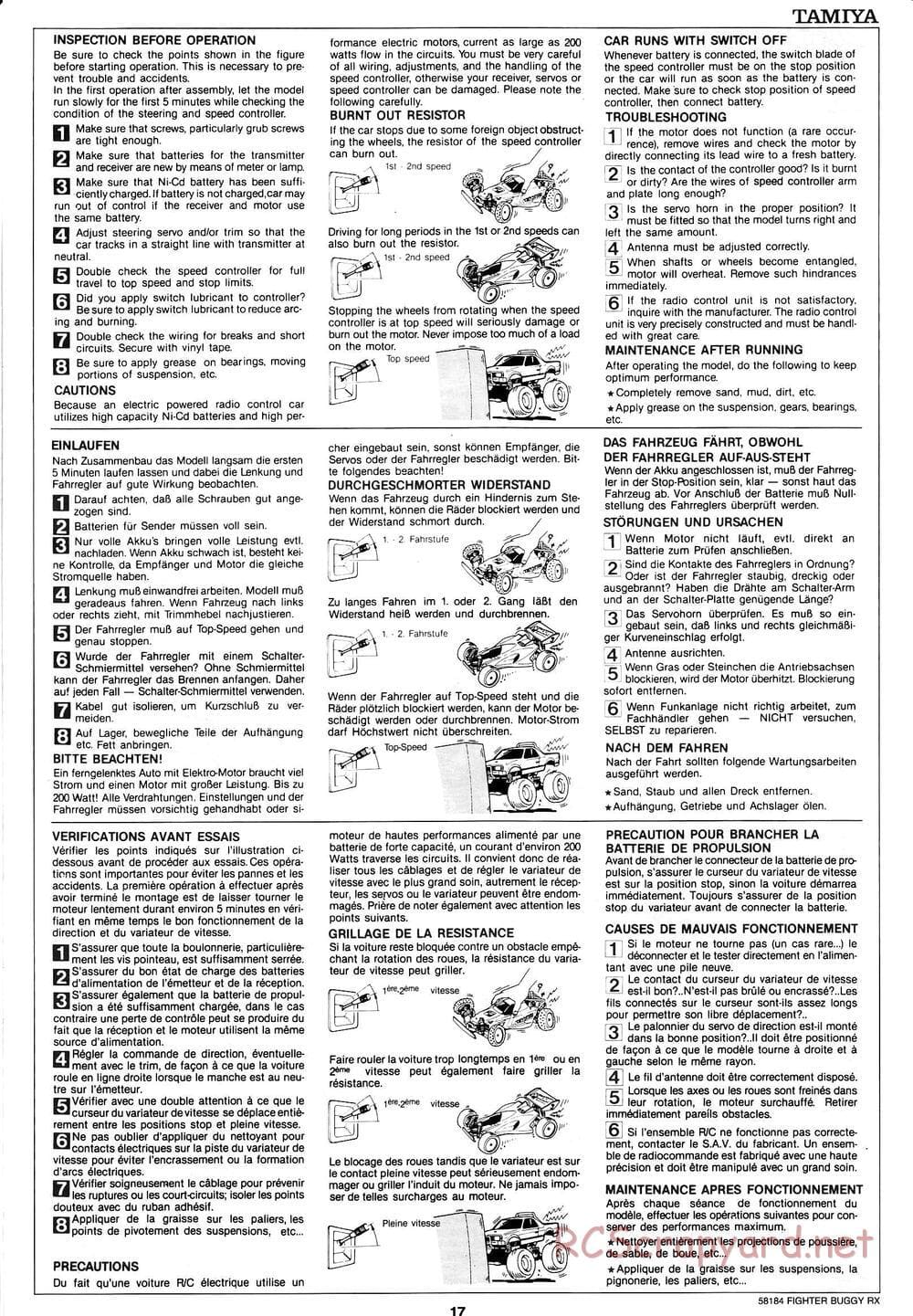 Tamiya - Fighter Buggy RX Chassis - Manual - Page 17