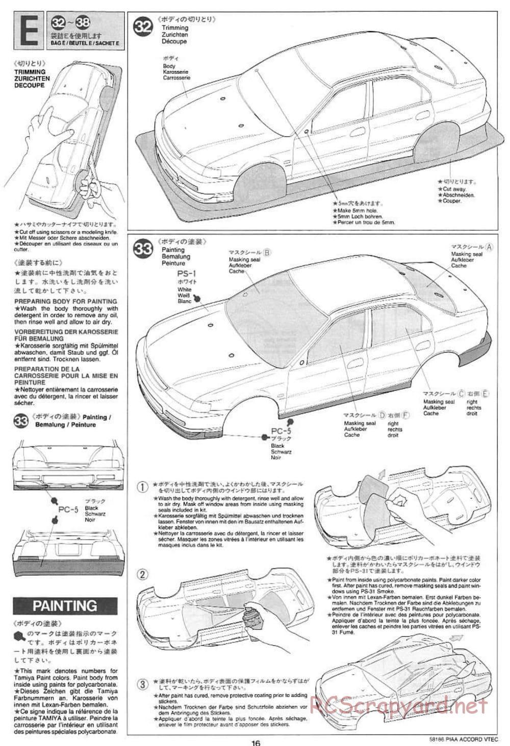 Tamiya - PIAA Accord VTEC - FF-01 Chassis - Manual - Page 16