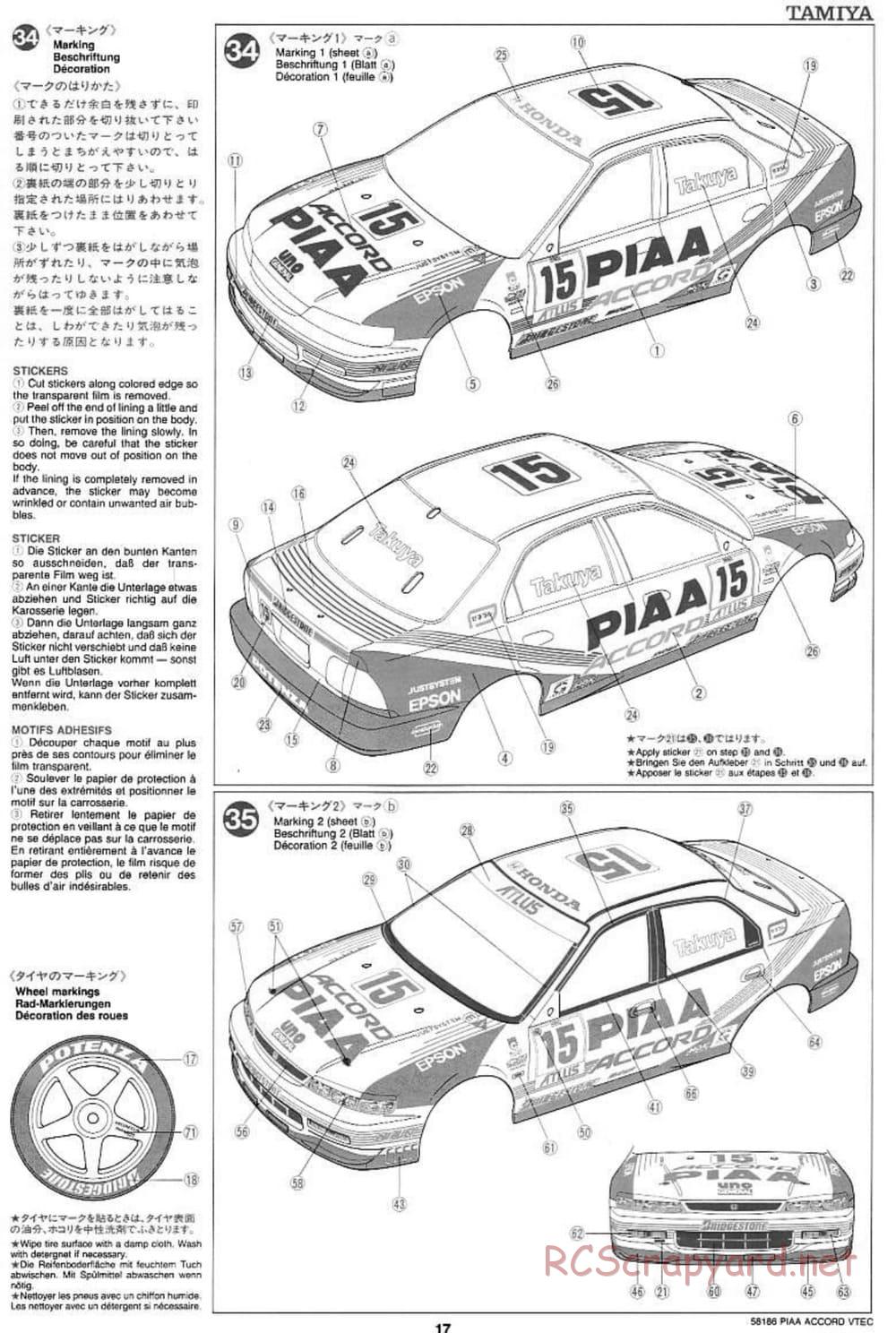 Tamiya - PIAA Accord VTEC - FF-01 Chassis - Manual - Page 17