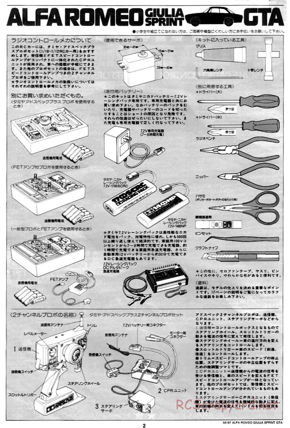 Tamiya - Alfa Romeo Giulia Sprint GTA - M02M Chassis - Manual - Page 2