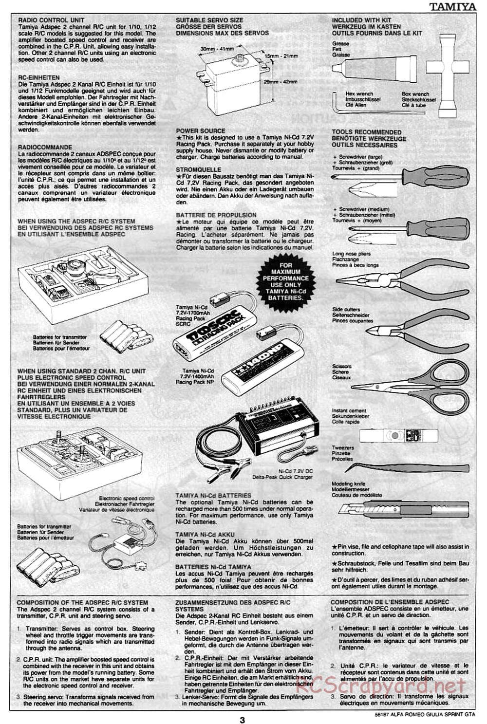 Tamiya - Alfa Romeo Giulia Sprint GTA - M02M Chassis - Manual - Page 3