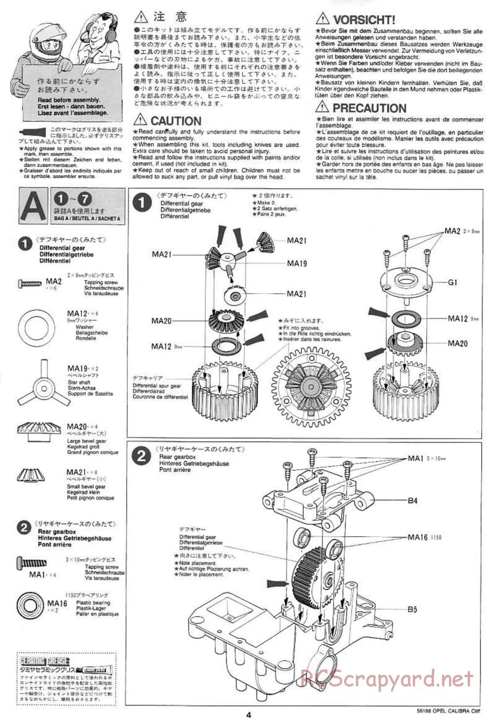 Tamiya - Opel Calibra Cliff - TA-03F Chassis - Manual - Page 4