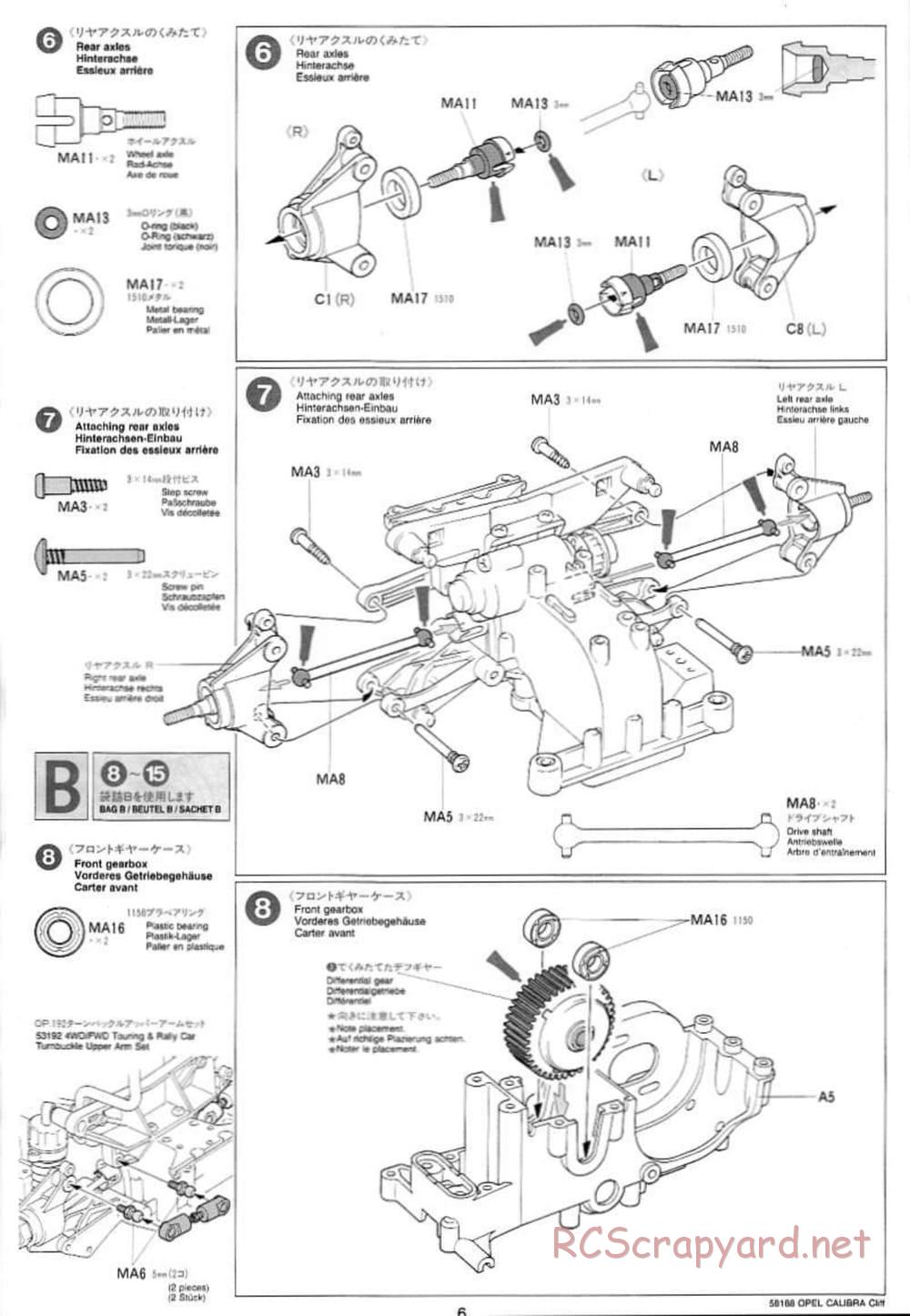 Tamiya - Opel Calibra Cliff - TA-03F Chassis - Manual - Page 6