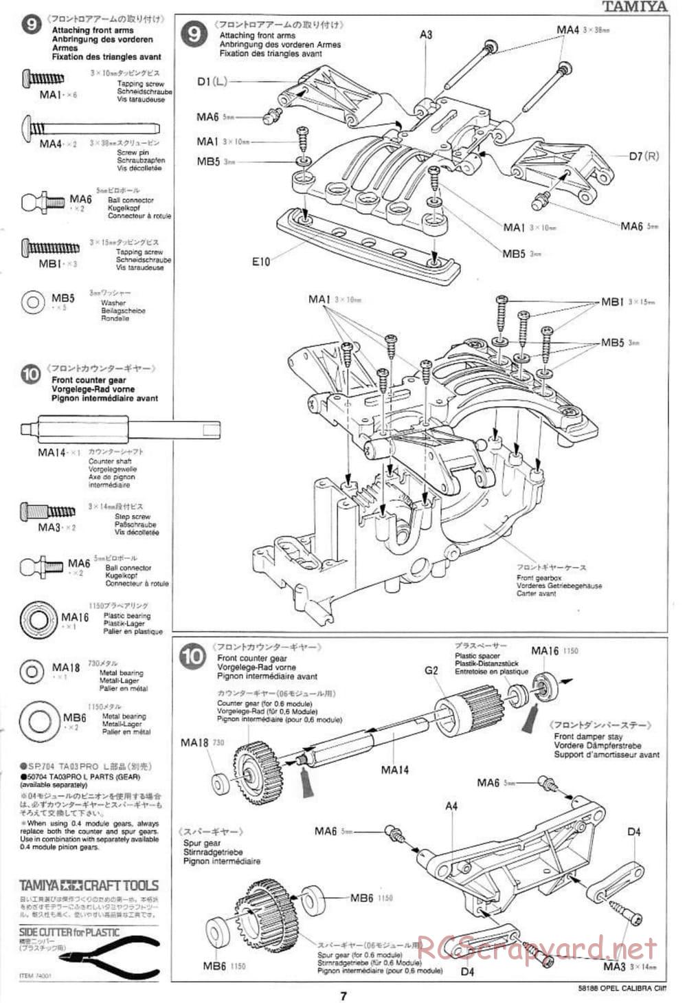 Tamiya - Opel Calibra Cliff - TA-03F Chassis - Manual - Page 7