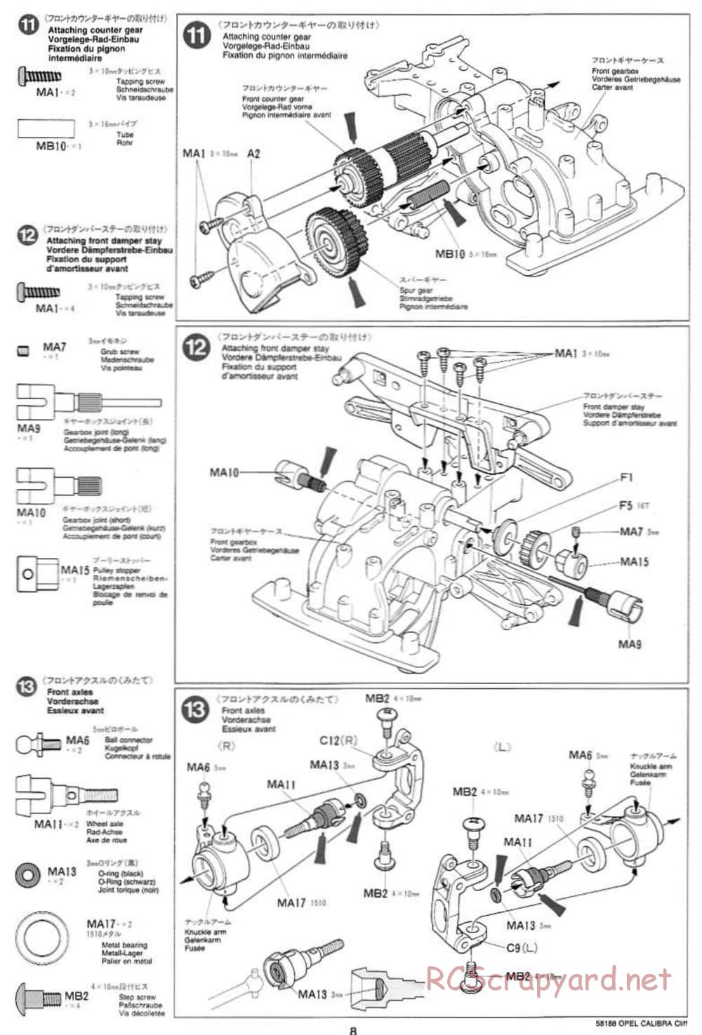Tamiya - Opel Calibra Cliff - TA-03F Chassis - Manual - Page 8