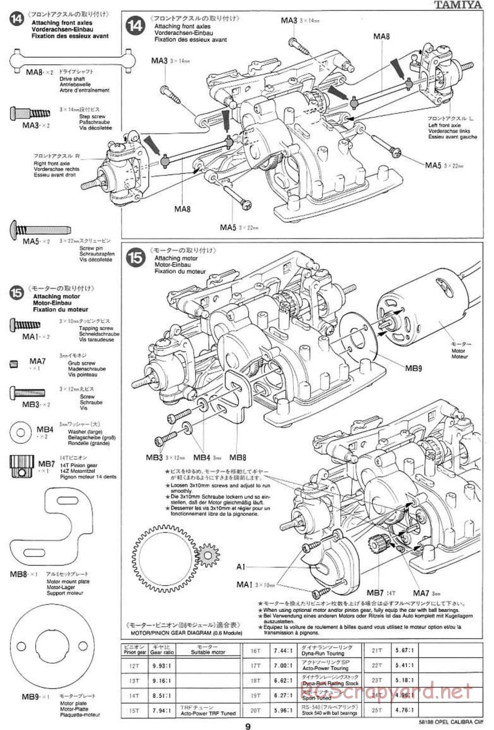 Tamiya - Opel Calibra Cliff - TA-03F Chassis - Manual - Page 9