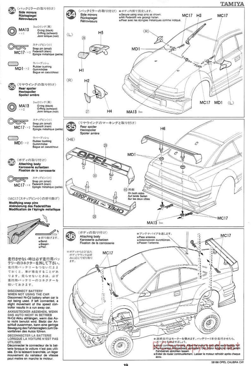Tamiya - Opel Calibra Cliff - TA-03F Chassis - Manual - Page 19