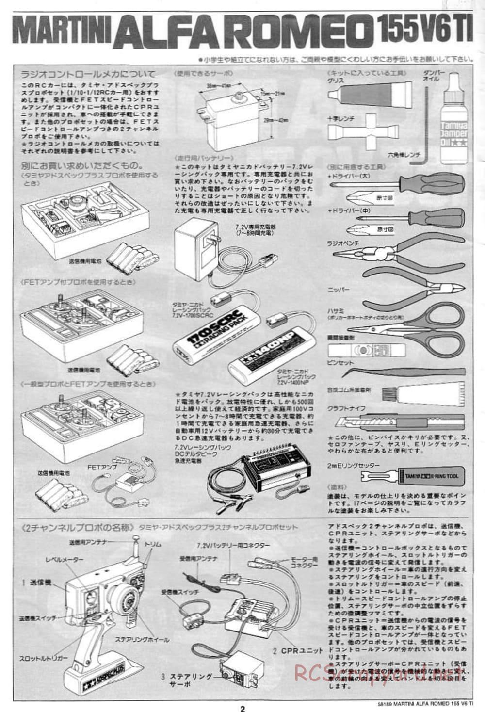 Tamiya - Martini Alfa Romeo 155 V6 TI - TA-03F Chassis - Manual - Page 2