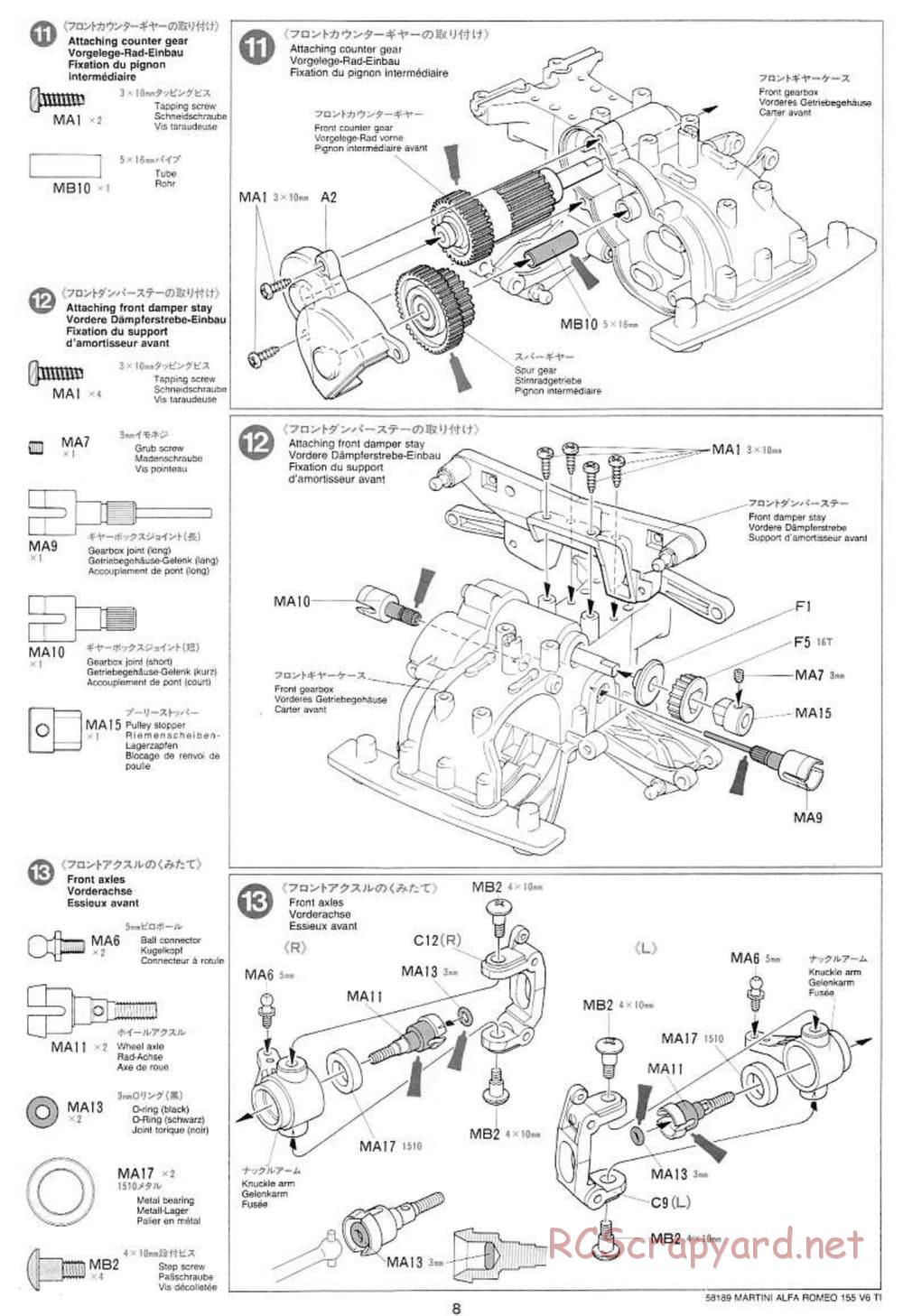 Tamiya - Martini Alfa Romeo 155 V6 TI - TA-03F Chassis - Manual - Page 8