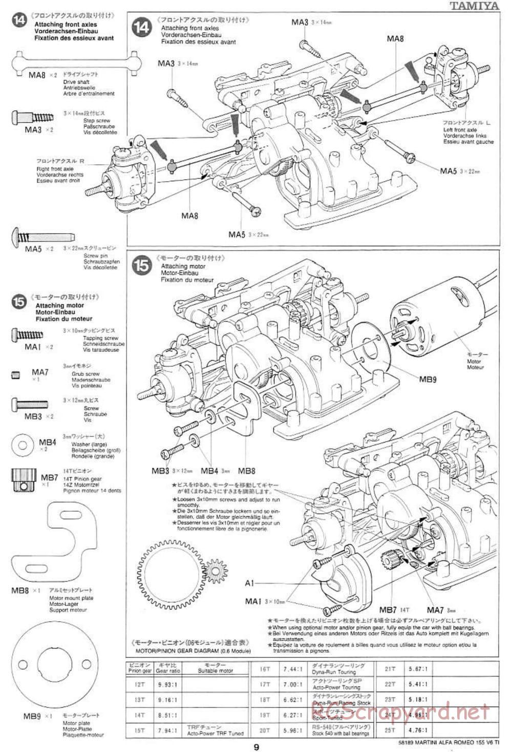 Tamiya - Martini Alfa Romeo 155 V6 TI - TA-03F Chassis - Manual - Page 9