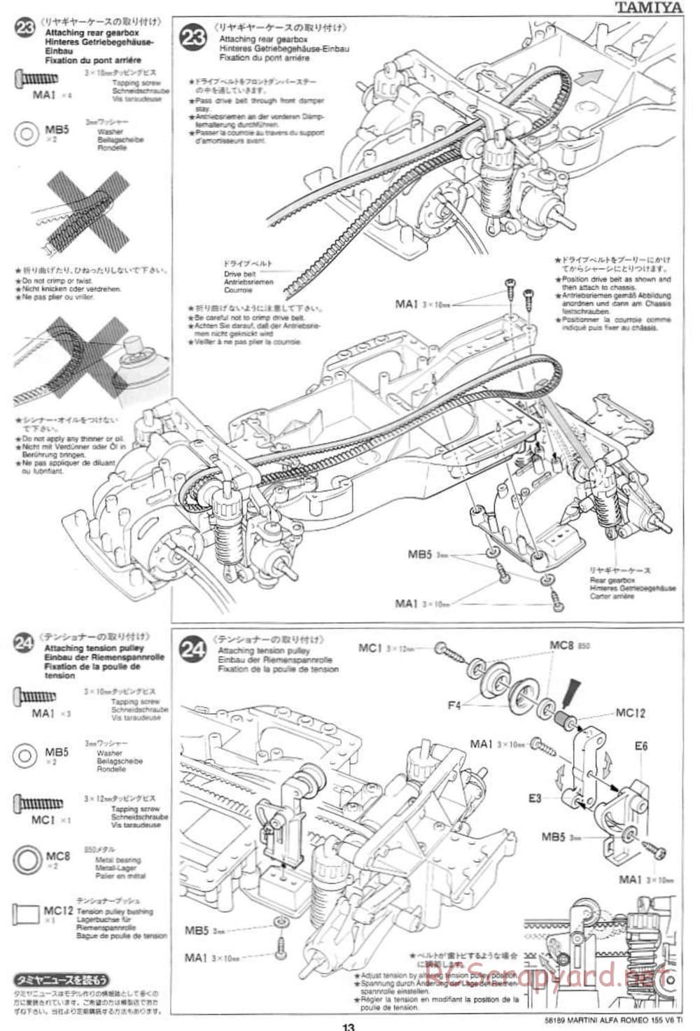 Tamiya - Martini Alfa Romeo 155 V6 TI - TA-03F Chassis - Manual - Page 13