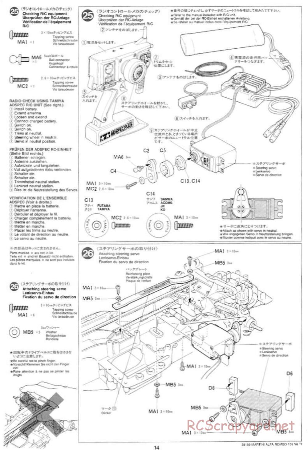 Tamiya - Martini Alfa Romeo 155 V6 TI - TA-03F Chassis - Manual - Page 14