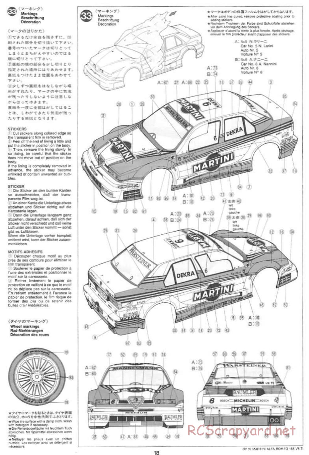 Tamiya - Martini Alfa Romeo 155 V6 TI - TA-03F Chassis - Manual - Page 18