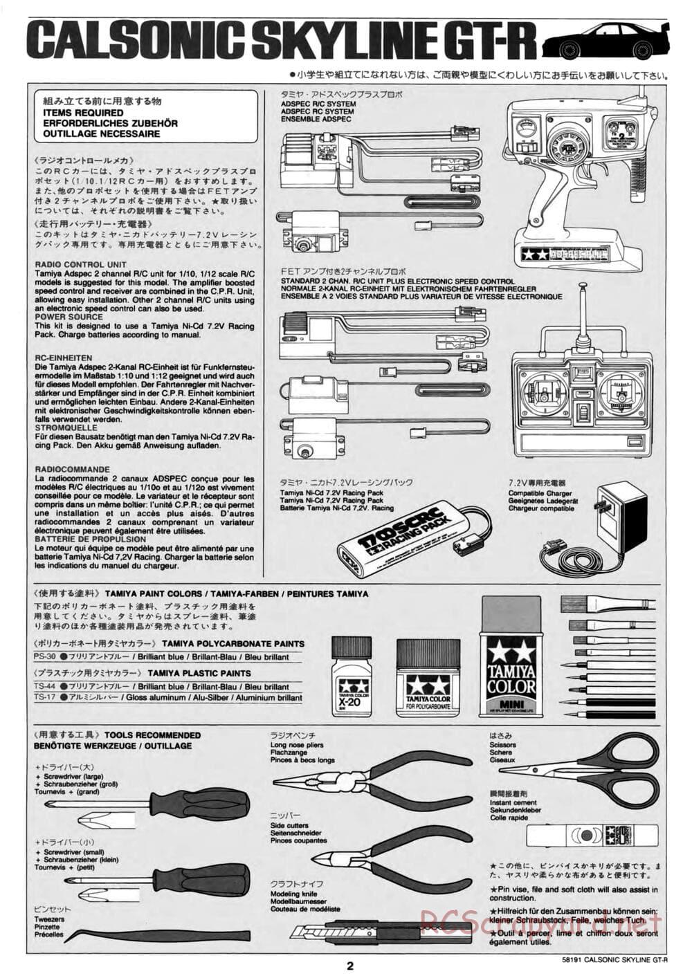 Tamiya - Calsonic Skyline GT-R - TL-01 Chassis - Manual - Page 2