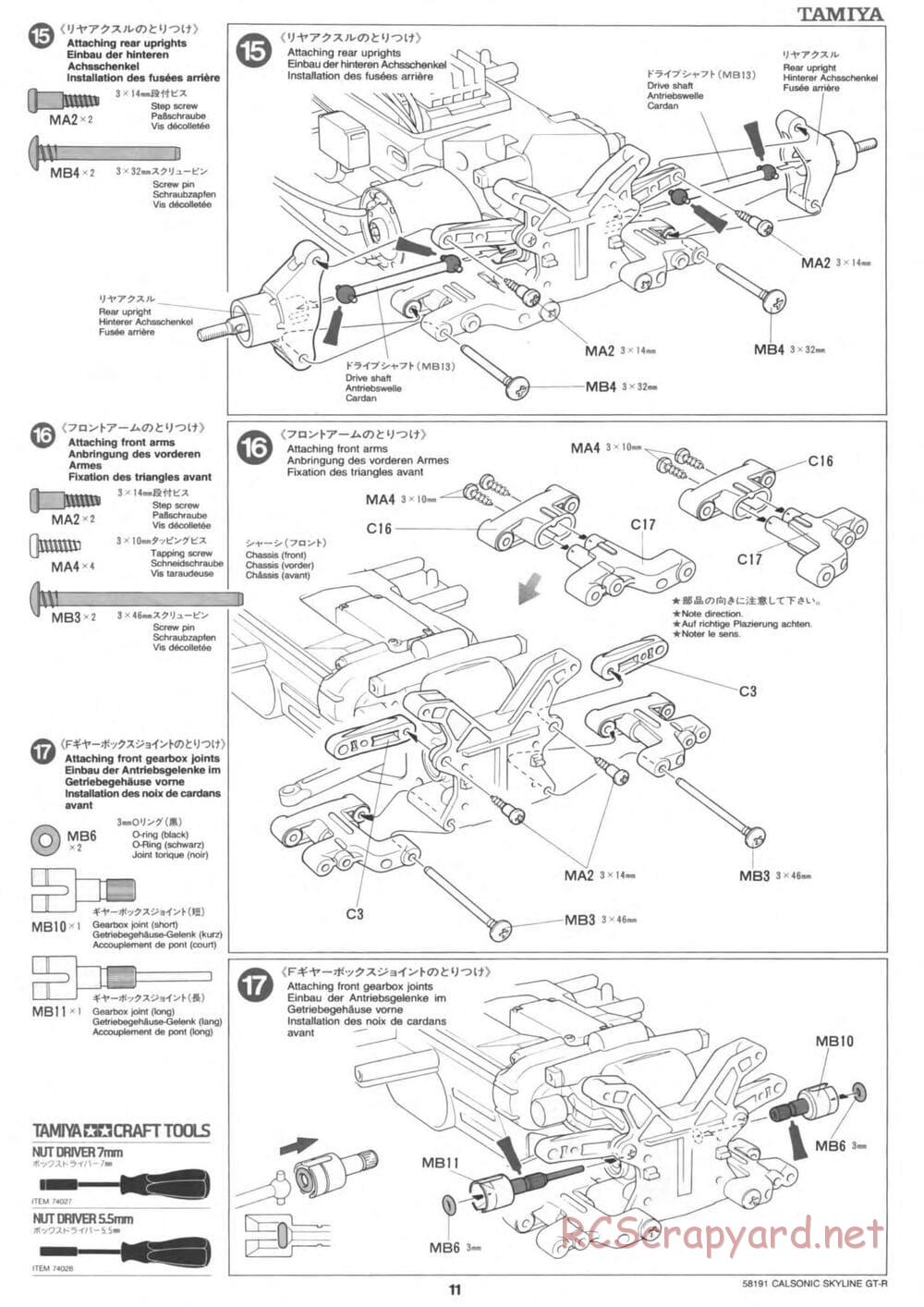 Tamiya - Calsonic Skyline GT-R - TL-01 Chassis - Manual - Page 11