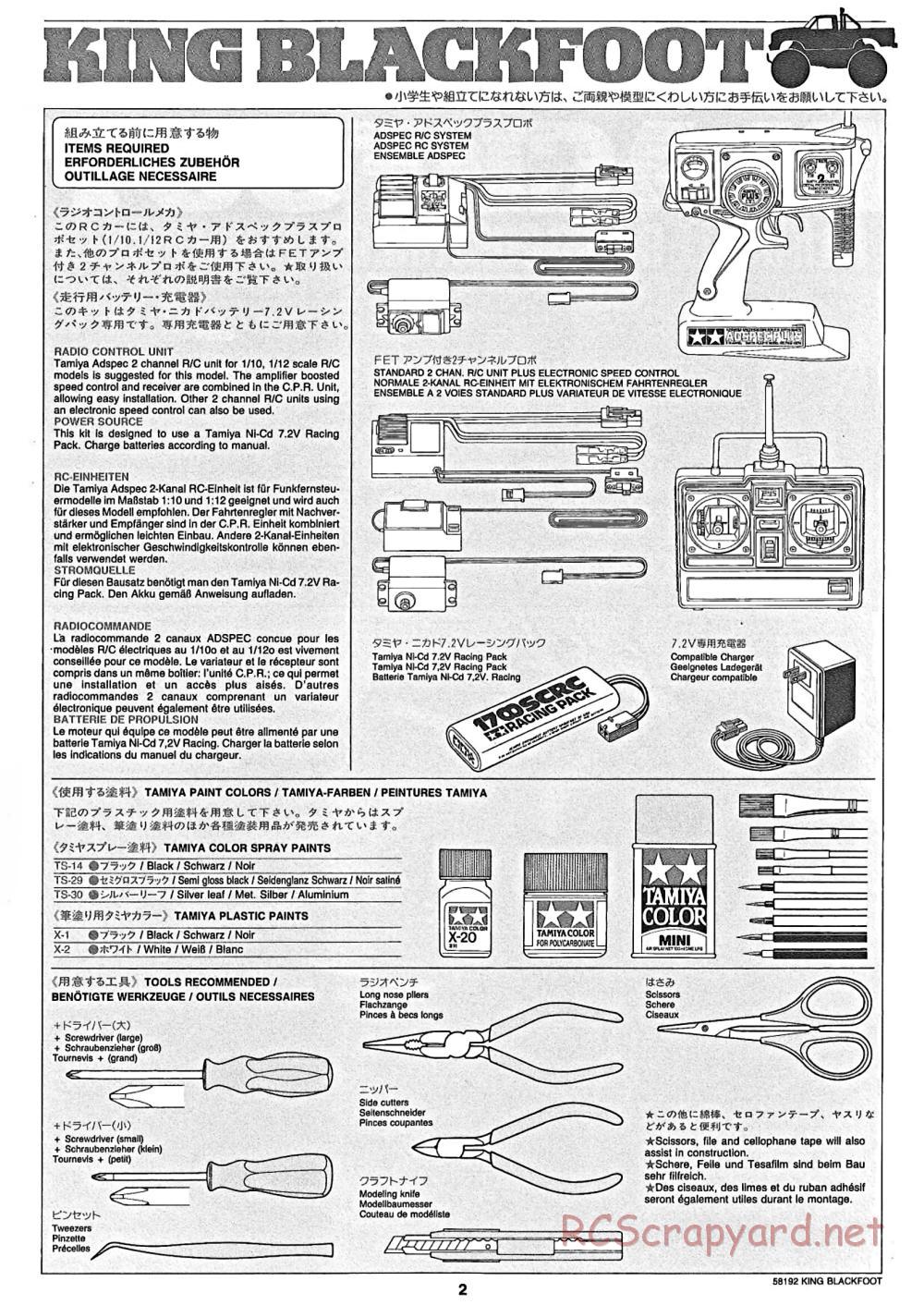 Tamiya - King Blackfoot Chassis - Manual - Page 2