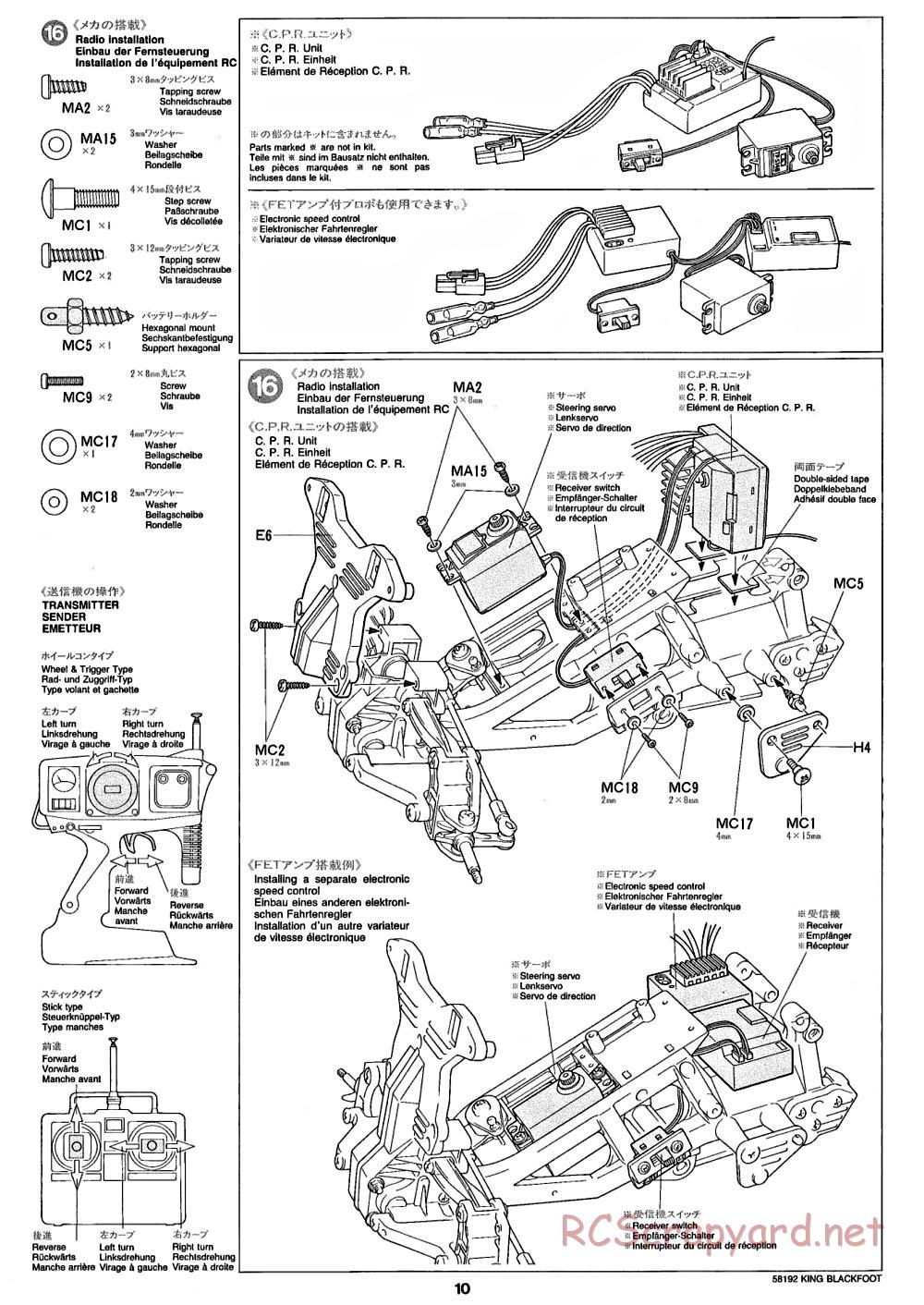 Tamiya - King Blackfoot Chassis - Manual - Page 10