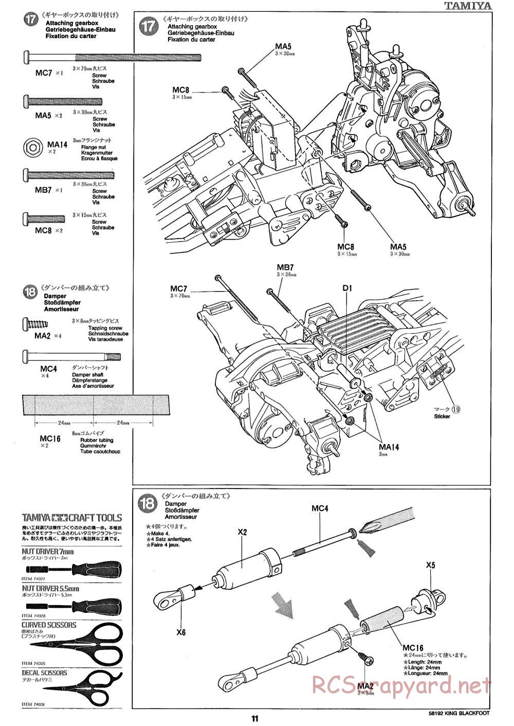 Tamiya - King Blackfoot Chassis - Manual - Page 11