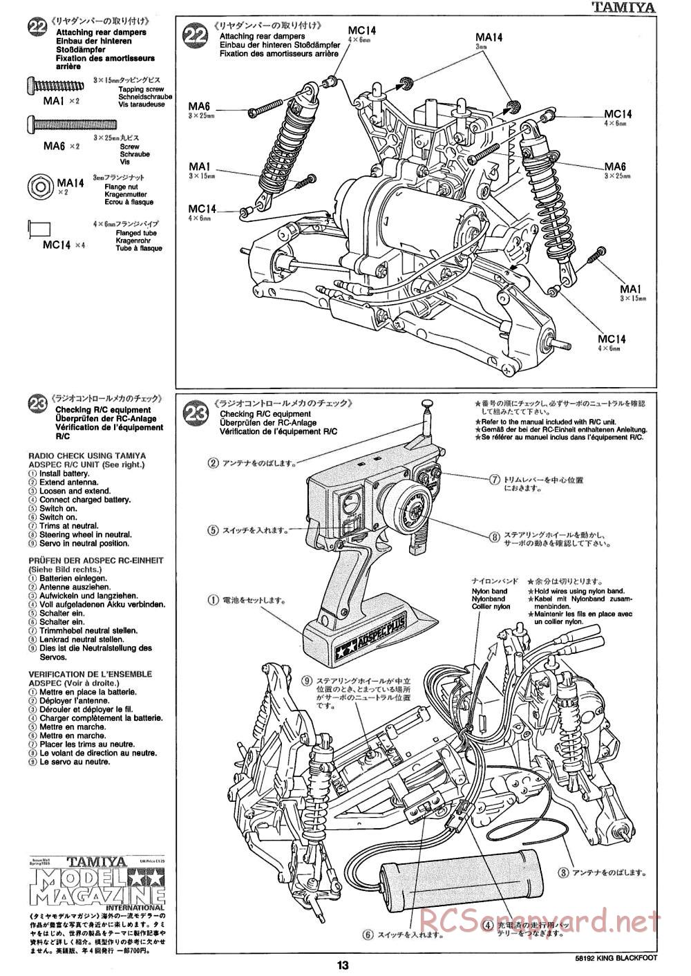 Tamiya - King Blackfoot Chassis - Manual - Page 13