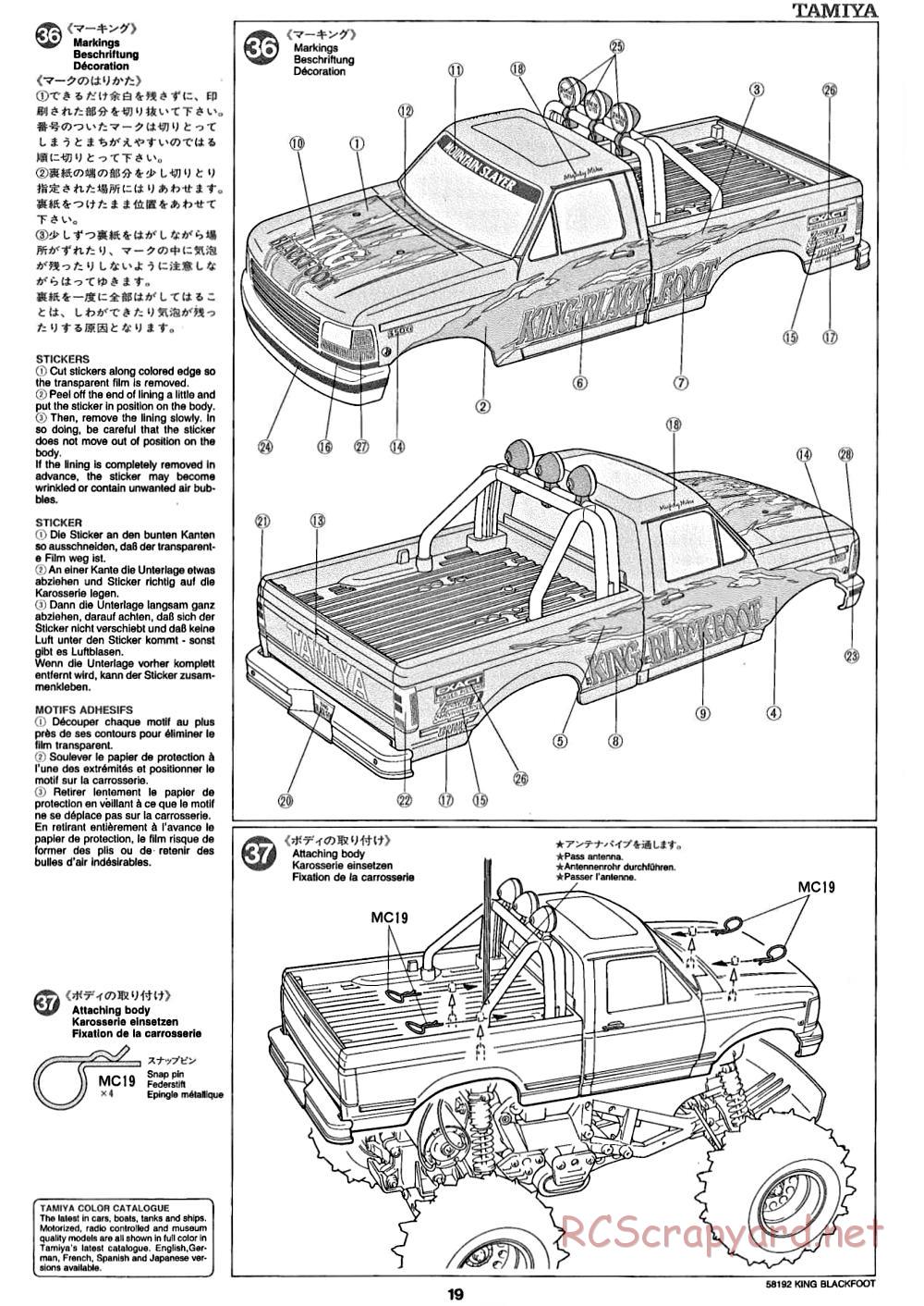 Tamiya - King Blackfoot Chassis - Manual - Page 19