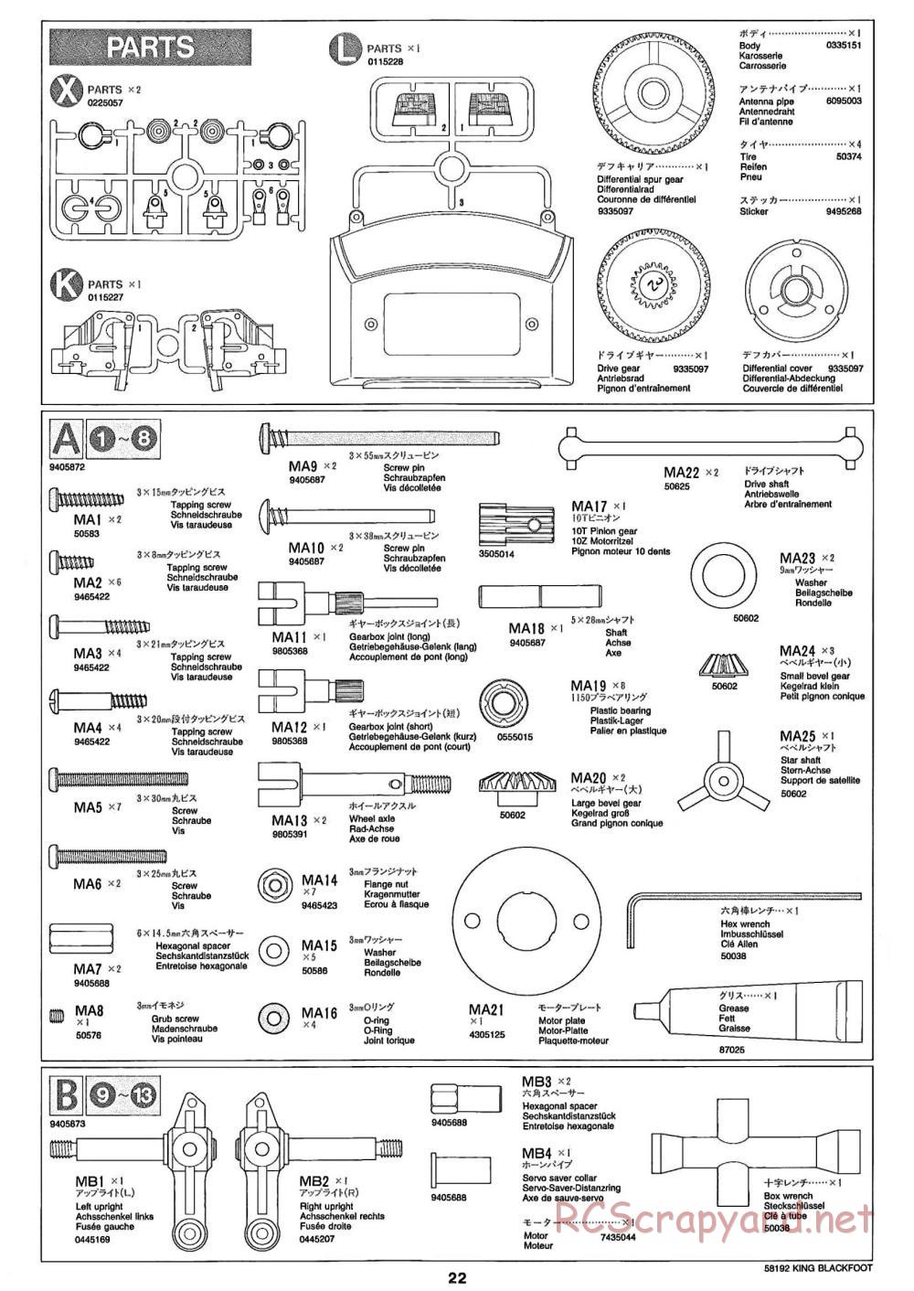 Tamiya - King Blackfoot Chassis - Manual - Page 22