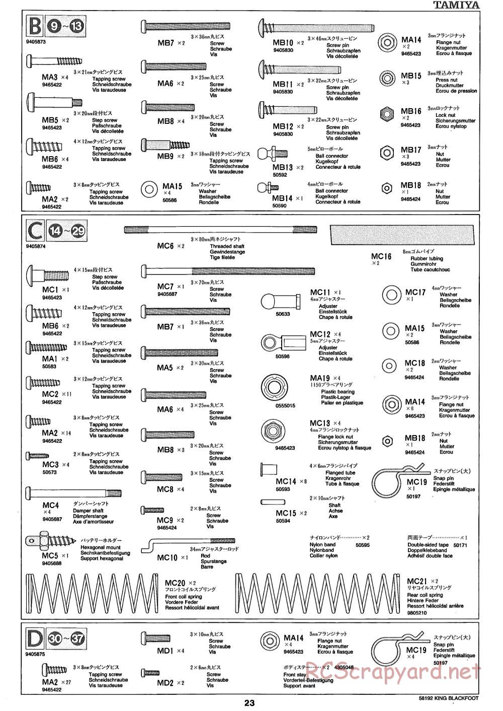 Tamiya - King Blackfoot Chassis - Manual - Page 23