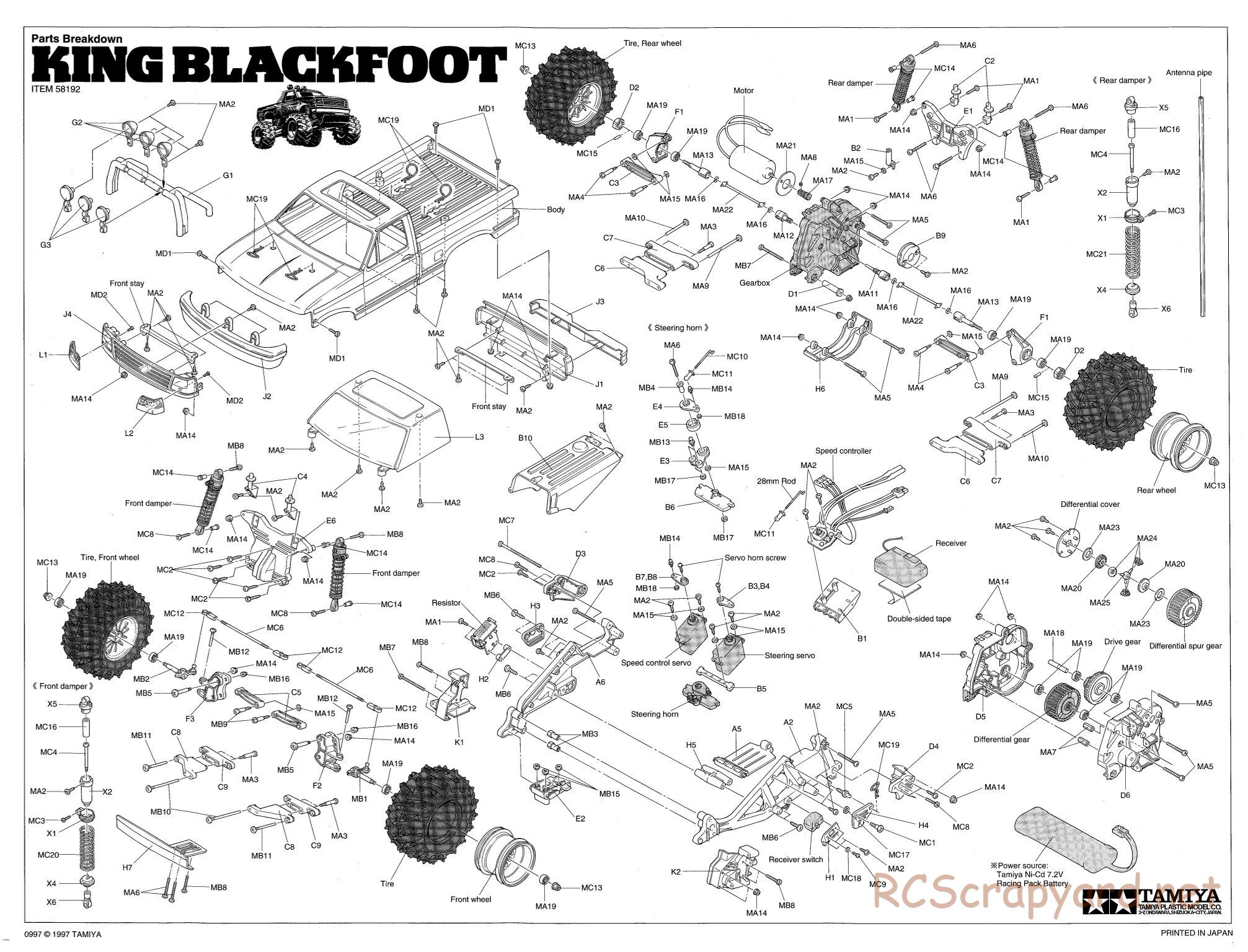 Tamiya - King Blackfoot Chassis - Exploded View - Page 1