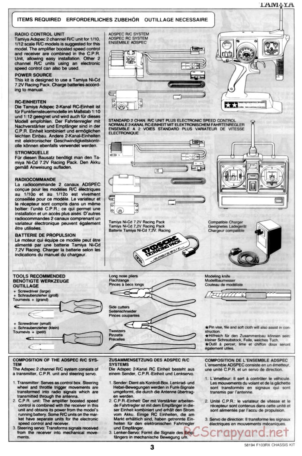 Tamiya - F103RX Chassis - Manual - Page 3