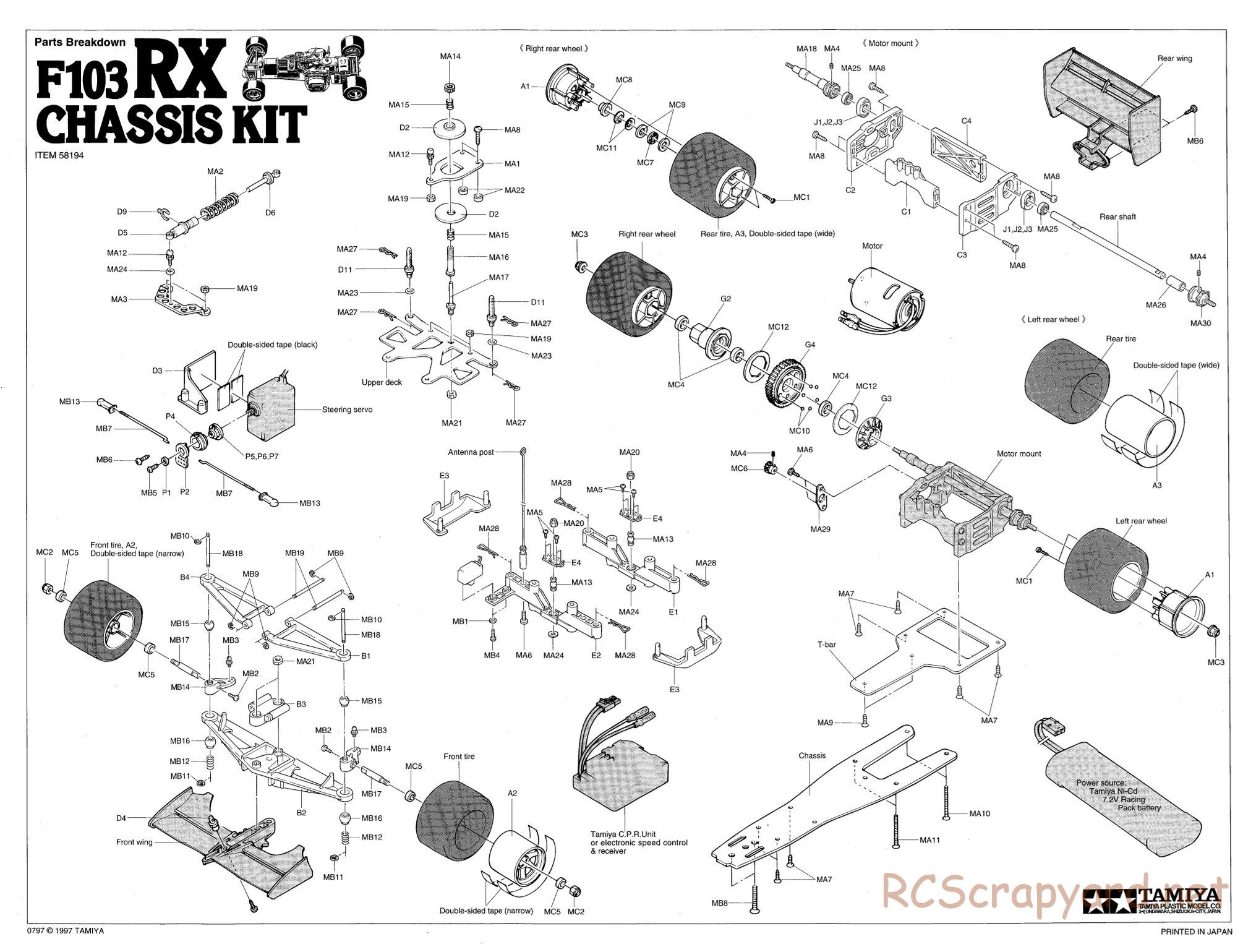 Tamiya - F103RX Chassis - Exploded View - Page 1