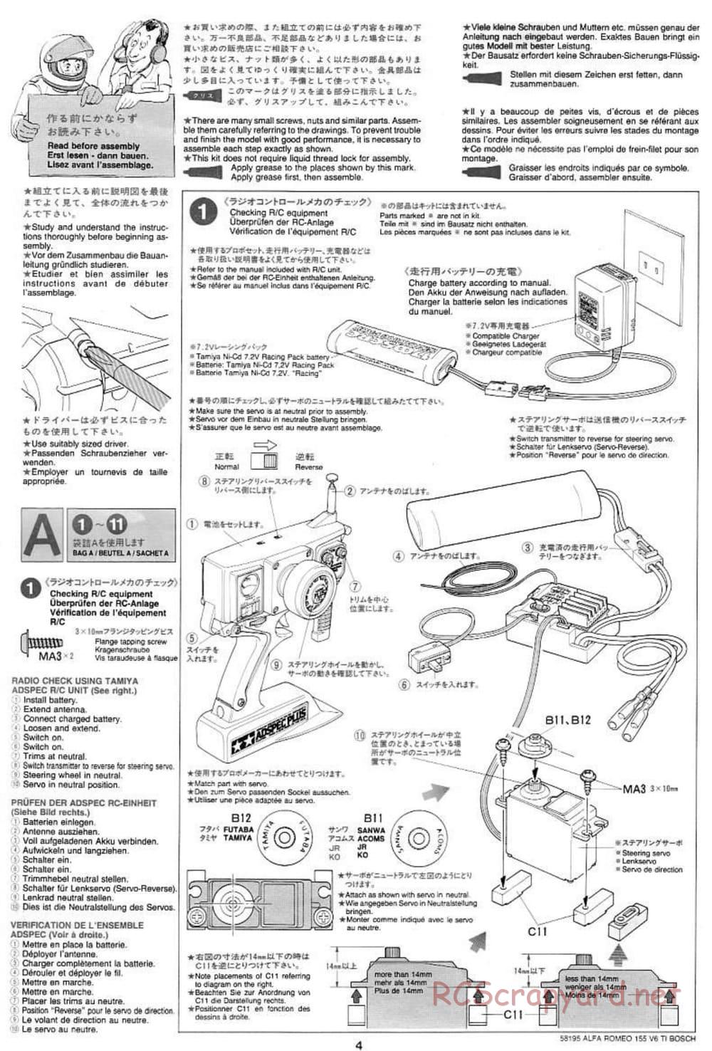 Tamiya - Alfa Romeo 155 V6 TI BOSCH - TL-01 Chassis - Manual - Page 4