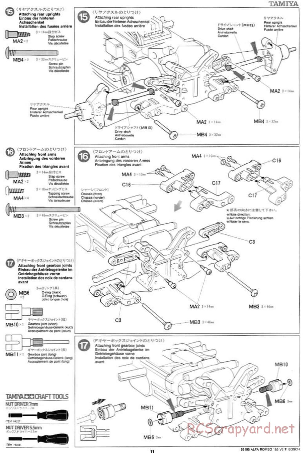 Tamiya - Alfa Romeo 155 V6 TI BOSCH - TL-01 Chassis - Manual - Page 11