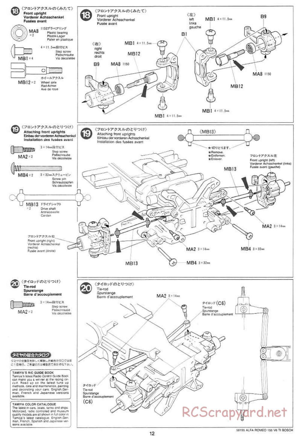 Tamiya - Alfa Romeo 155 V6 TI BOSCH - TL-01 Chassis - Manual - Page 12