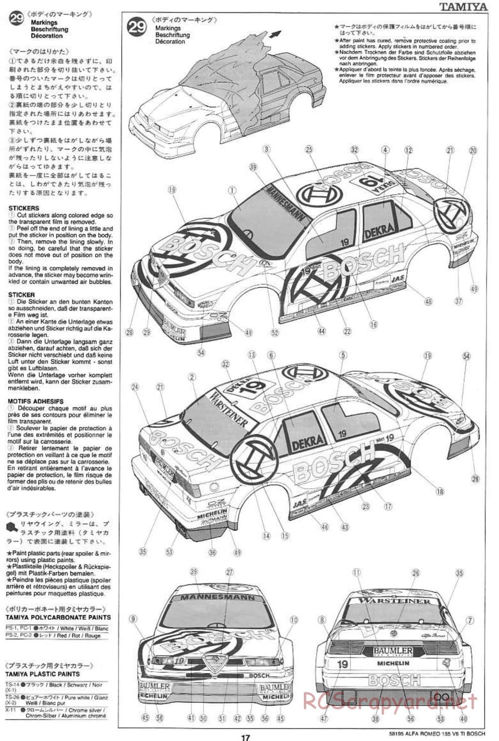 Tamiya - Alfa Romeo 155 V6 TI BOSCH - TL-01 Chassis - Manual - Page 17