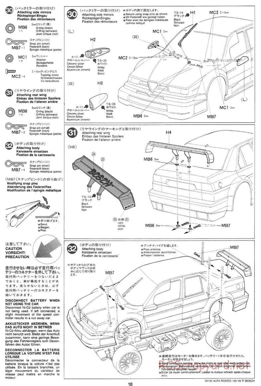 Tamiya - Alfa Romeo 155 V6 TI BOSCH - TL-01 Chassis - Manual - Page 18