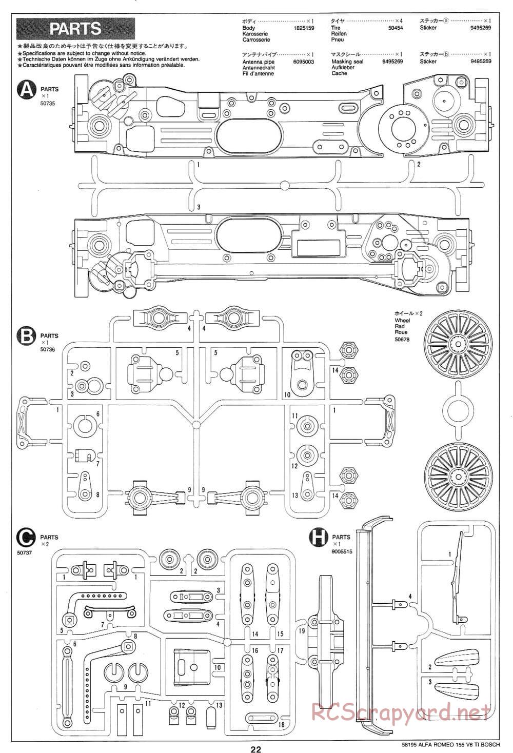 Tamiya - Alfa Romeo 155 V6 TI BOSCH - TL-01 Chassis - Manual - Page 22