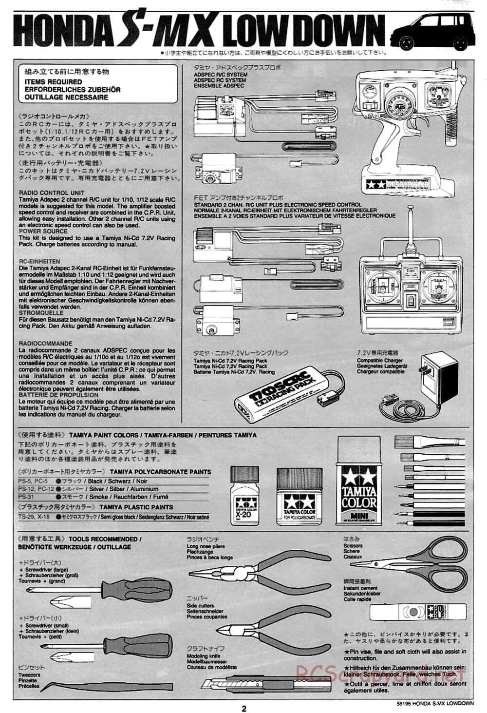 Tamiya - Honda S-MX Lowdown - M01 Chassis - Manual - Page 2
