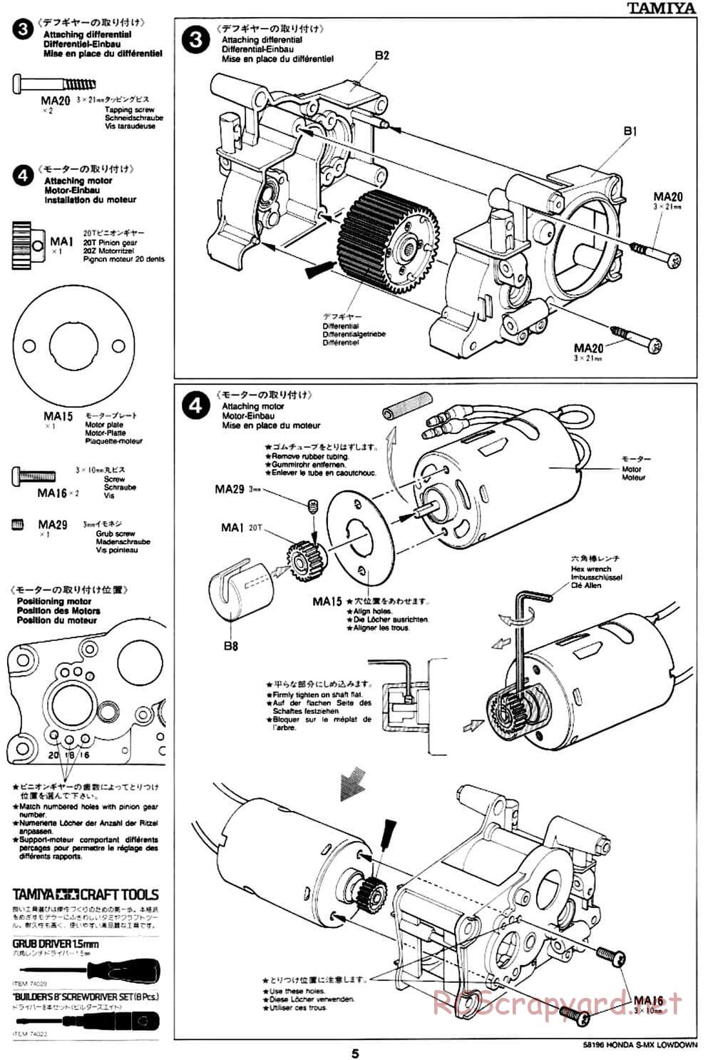 Tamiya - Honda S-MX Lowdown - M01 Chassis - Manual - Page 5