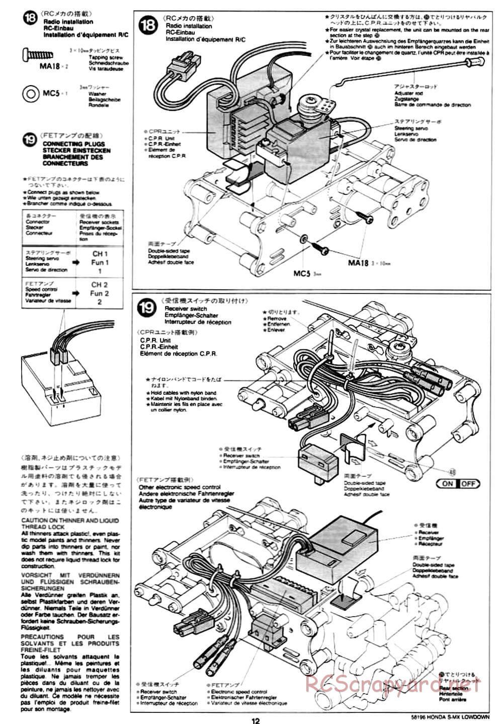 Tamiya - Honda S-MX Lowdown - M01 Chassis - Manual - Page 12