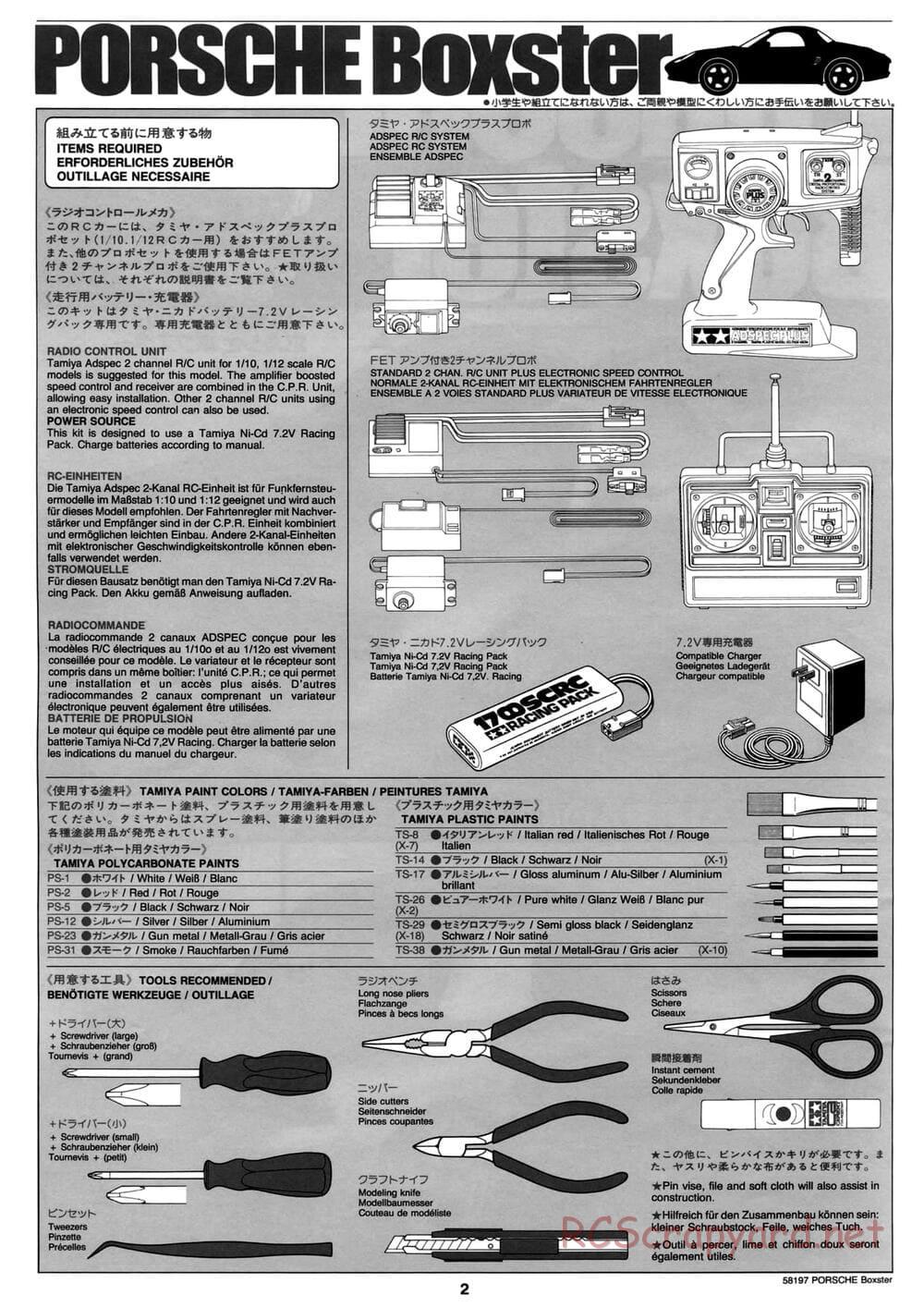 Tamiya - Porsche Boxster - M02L Chassis - Manual - Page 2