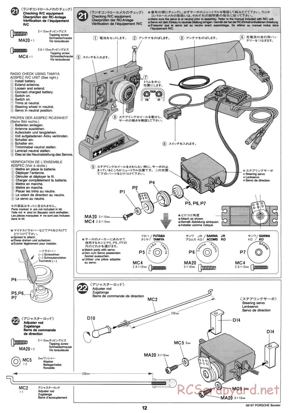 Tamiya - Porsche Boxster - M02L Chassis - Manual - Page 12
