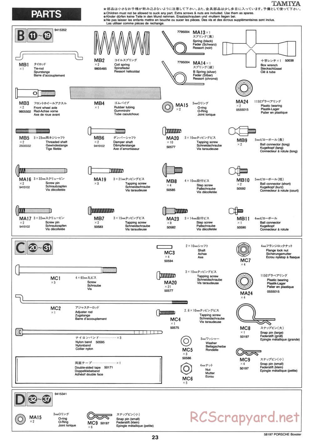 Tamiya - Porsche Boxster - M02L Chassis - Manual - Page 23