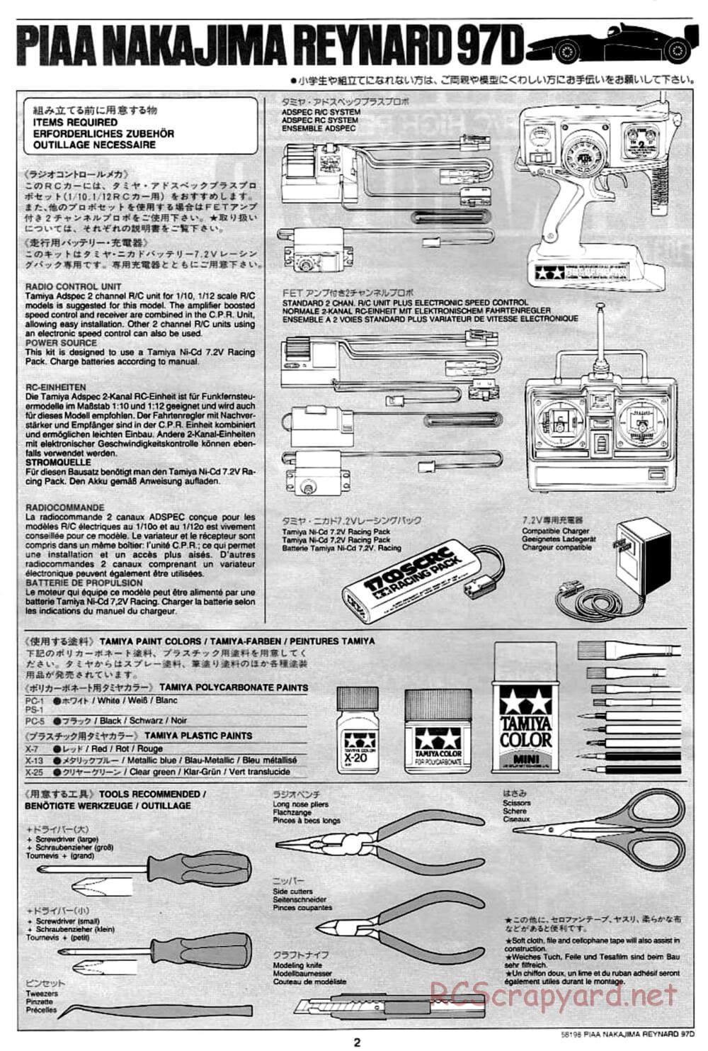 Tamiya - PIAA Nakajima Reynard 97D - F103 Chassis - Manual - Page 2