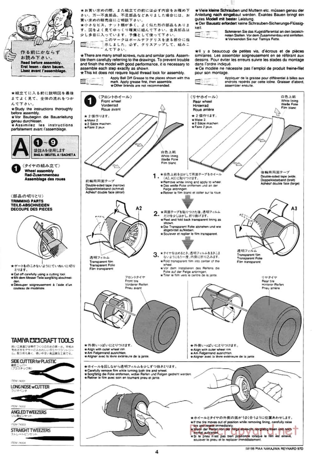 Tamiya - PIAA Nakajima Reynard 97D - F103 Chassis - Manual - Page 4