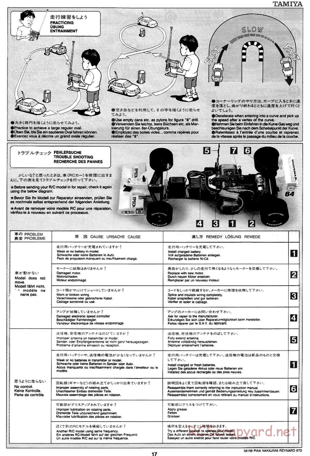 Tamiya - PIAA Nakajima Reynard 97D - F103 Chassis - Manual - Page 17