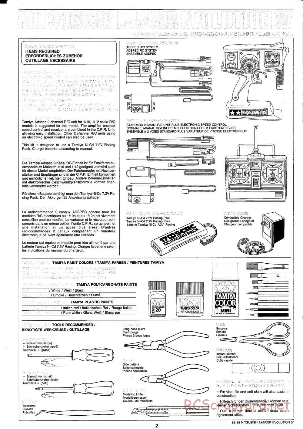 Tamiya - Mitsubishi Lancer Evolution IV - TA-03F Chassis - Manual - Page 2