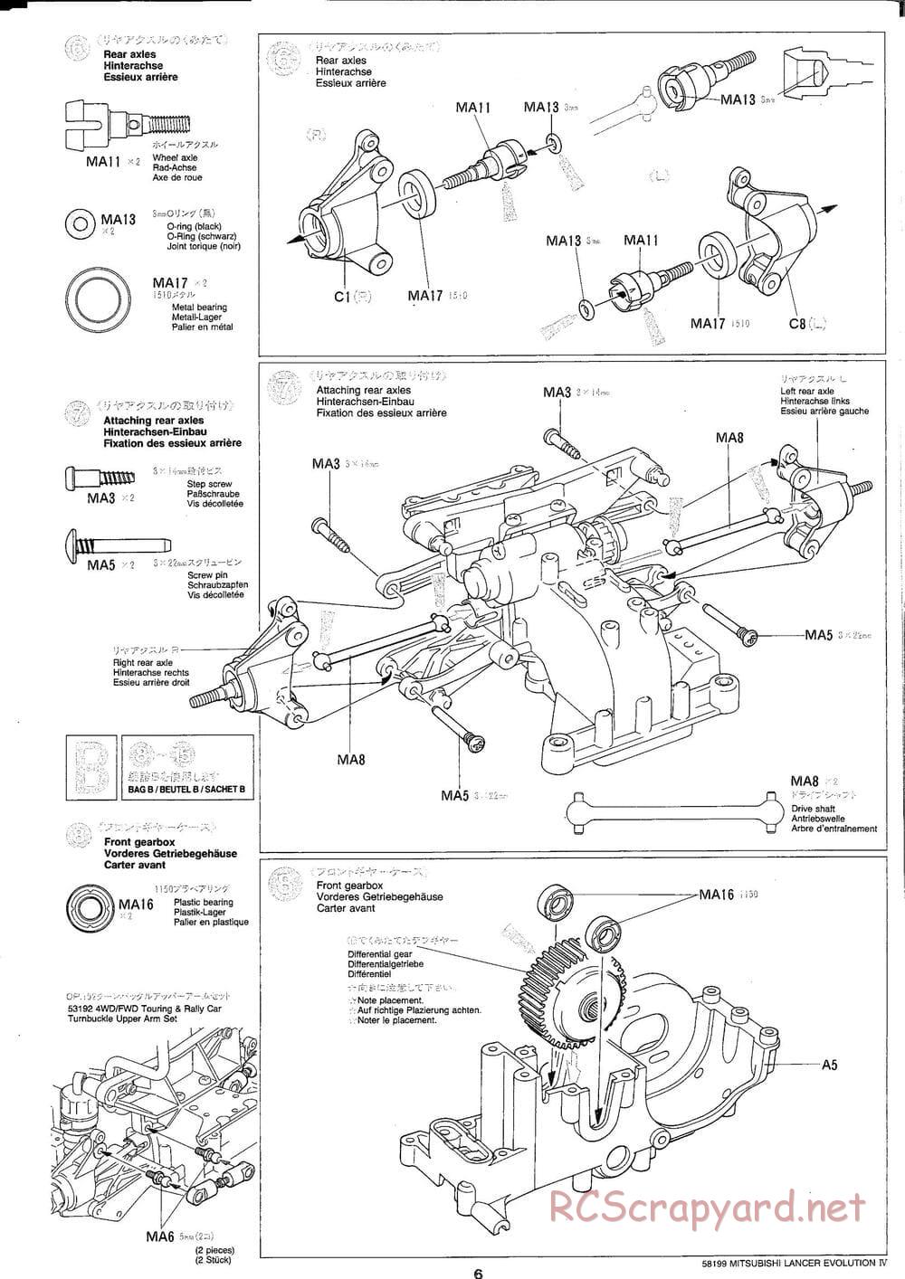 Tamiya - Mitsubishi Lancer Evolution IV - TA-03F Chassis - Manual - Page 6