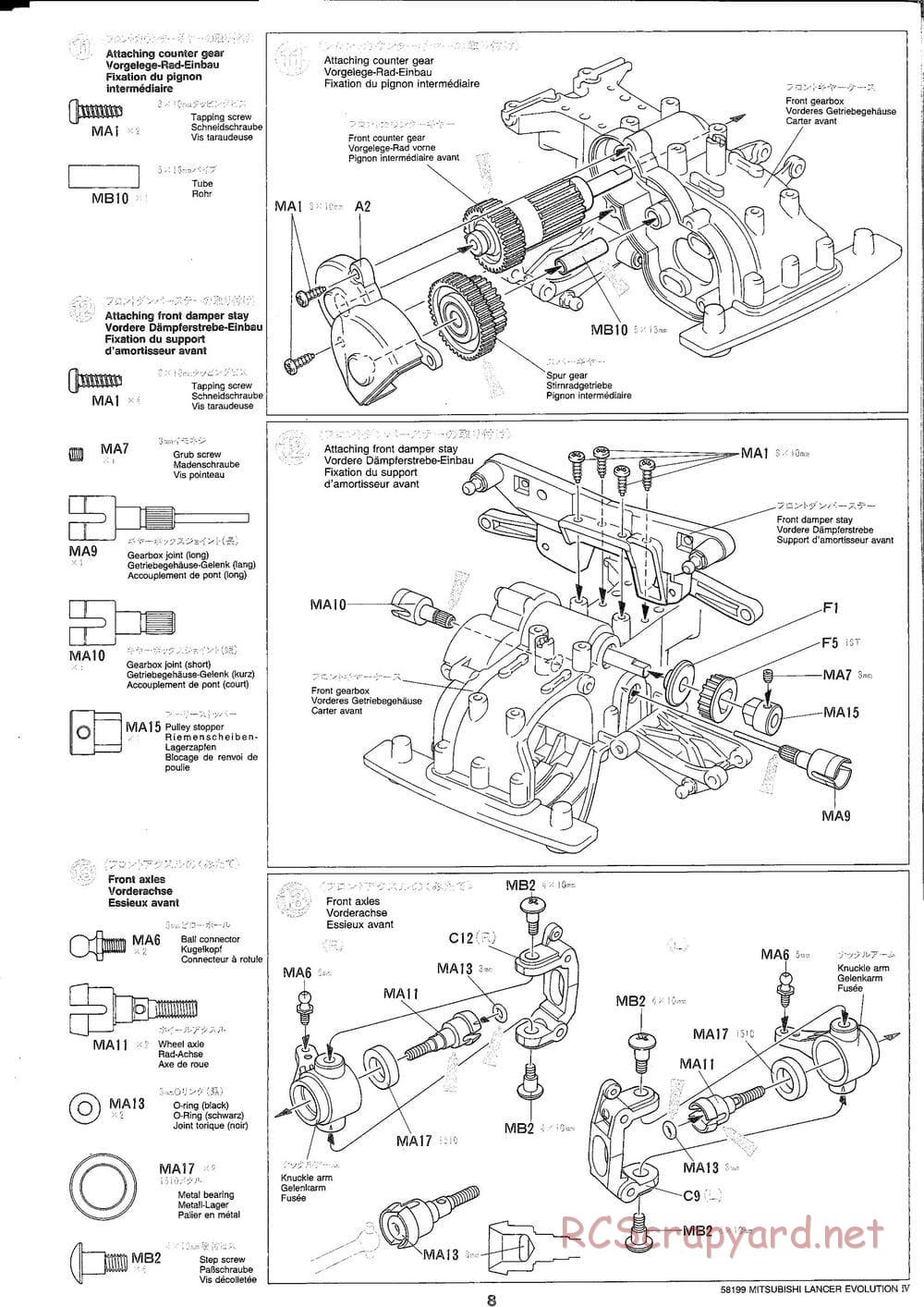 Tamiya - Mitsubishi Lancer Evolution IV - TA-03F Chassis - Manual - Page 8