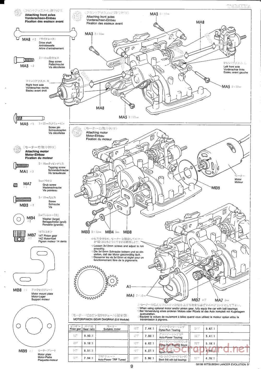 Tamiya - Mitsubishi Lancer Evolution IV - TA-03F Chassis - Manual - Page 9